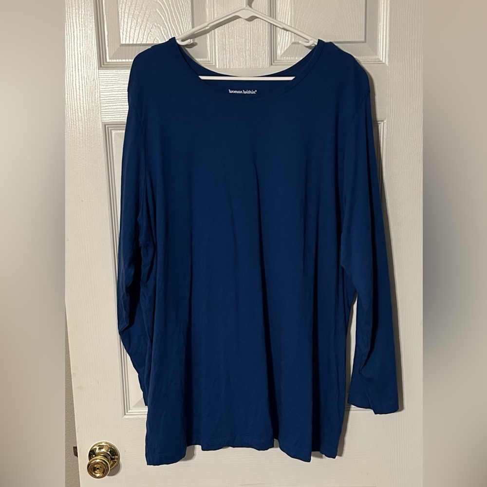 Woman Within Blue‎ Long Sleeve Tee